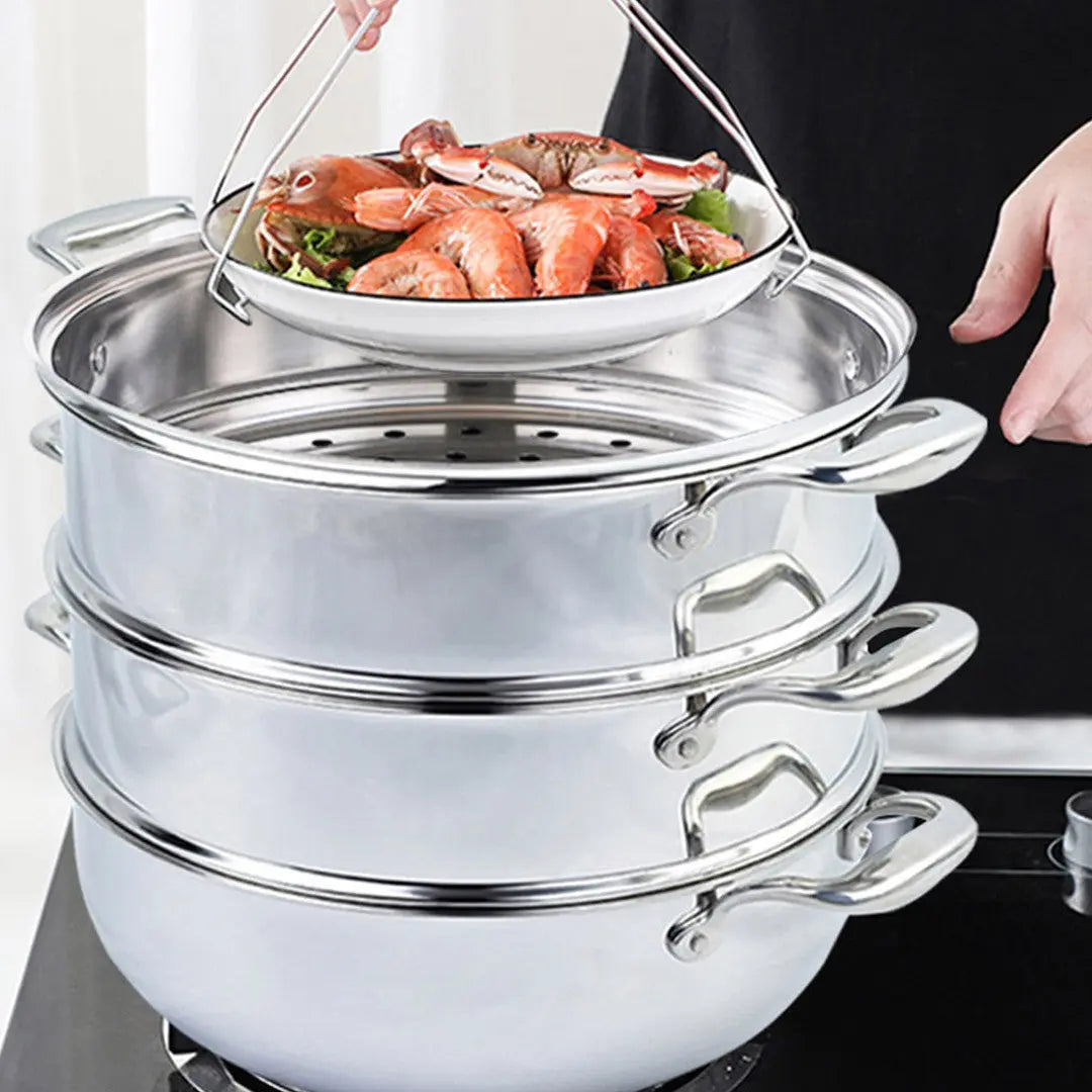 12" Silver Stainless Steel Food Steamer Homeroots Kitchen & Dining