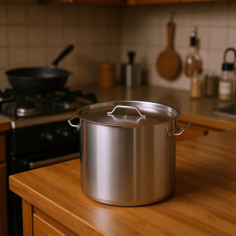12" Silver Stainless Steel Stock Pot Homeroots Kitchen & Dining