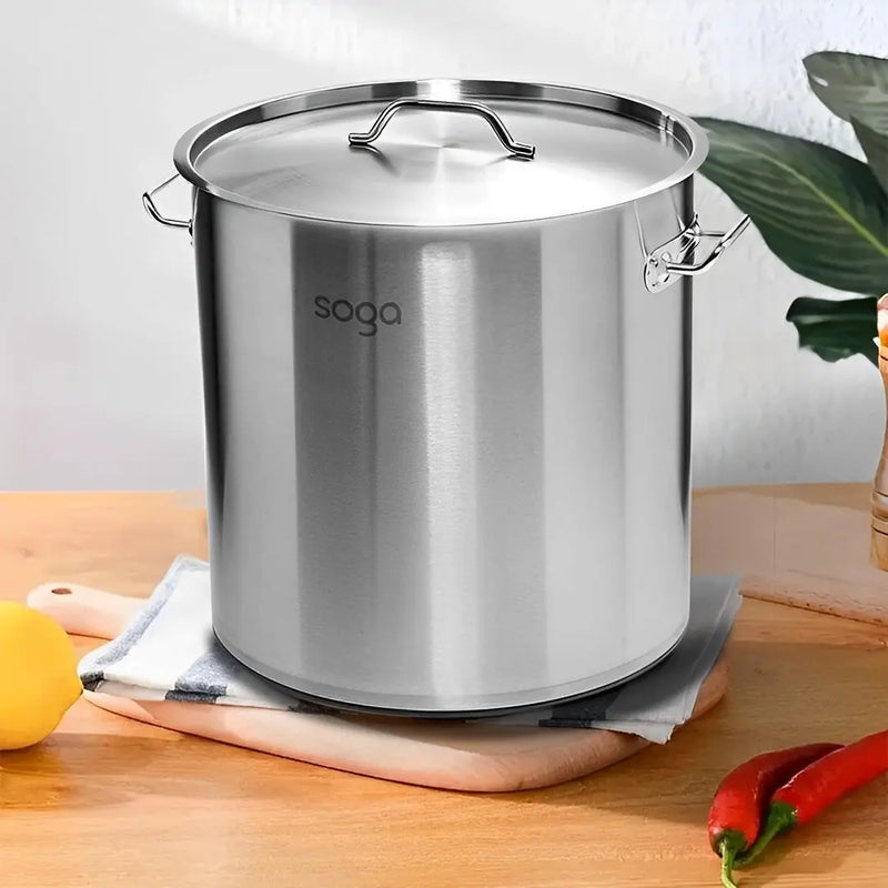 12" Silver Stainless Steel Stock Pot Homeroots Kitchen & Dining