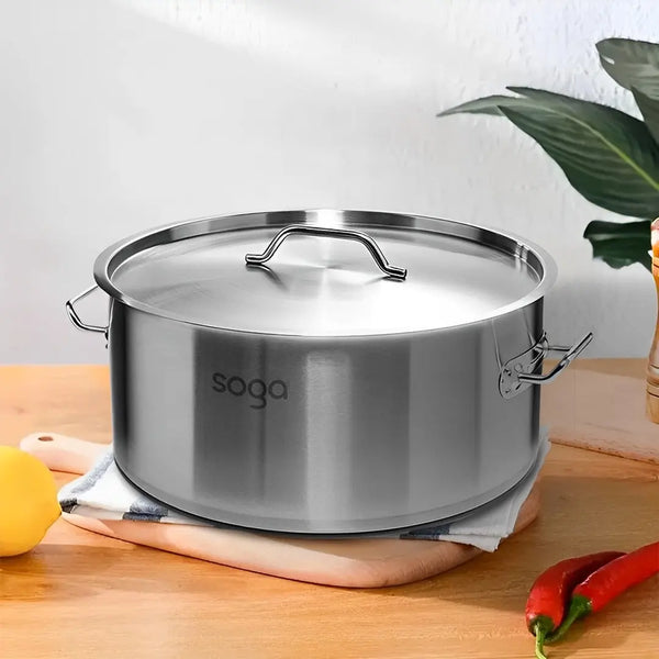 12" Silver Stainless Steel Stock Pot Homeroots Kitchen & Dining