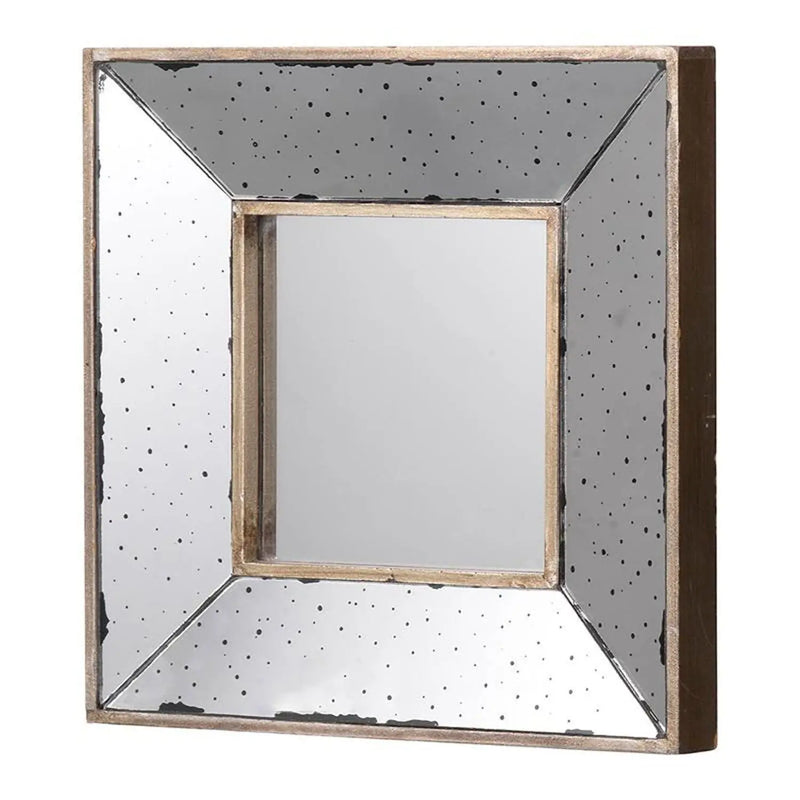 12" Square Wall Mounted Vintage Style Glass Frame Accent Mirror Homeroots Bed & Bath