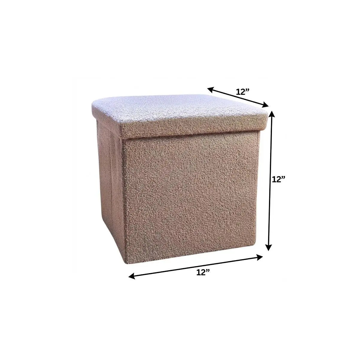 12" Taupe Boucle Cube Storage Ottoman Homeroots Living Room
