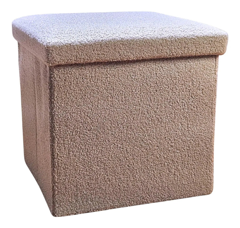 12" Taupe Boucle Cube Storage Ottoman Homeroots Living Room