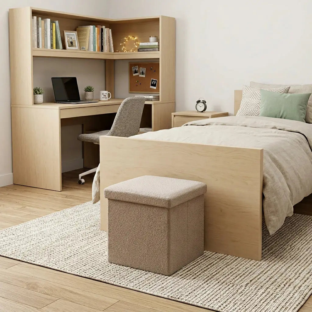 12" Taupe Boucle Cube Storage Ottoman Homeroots Living Room
