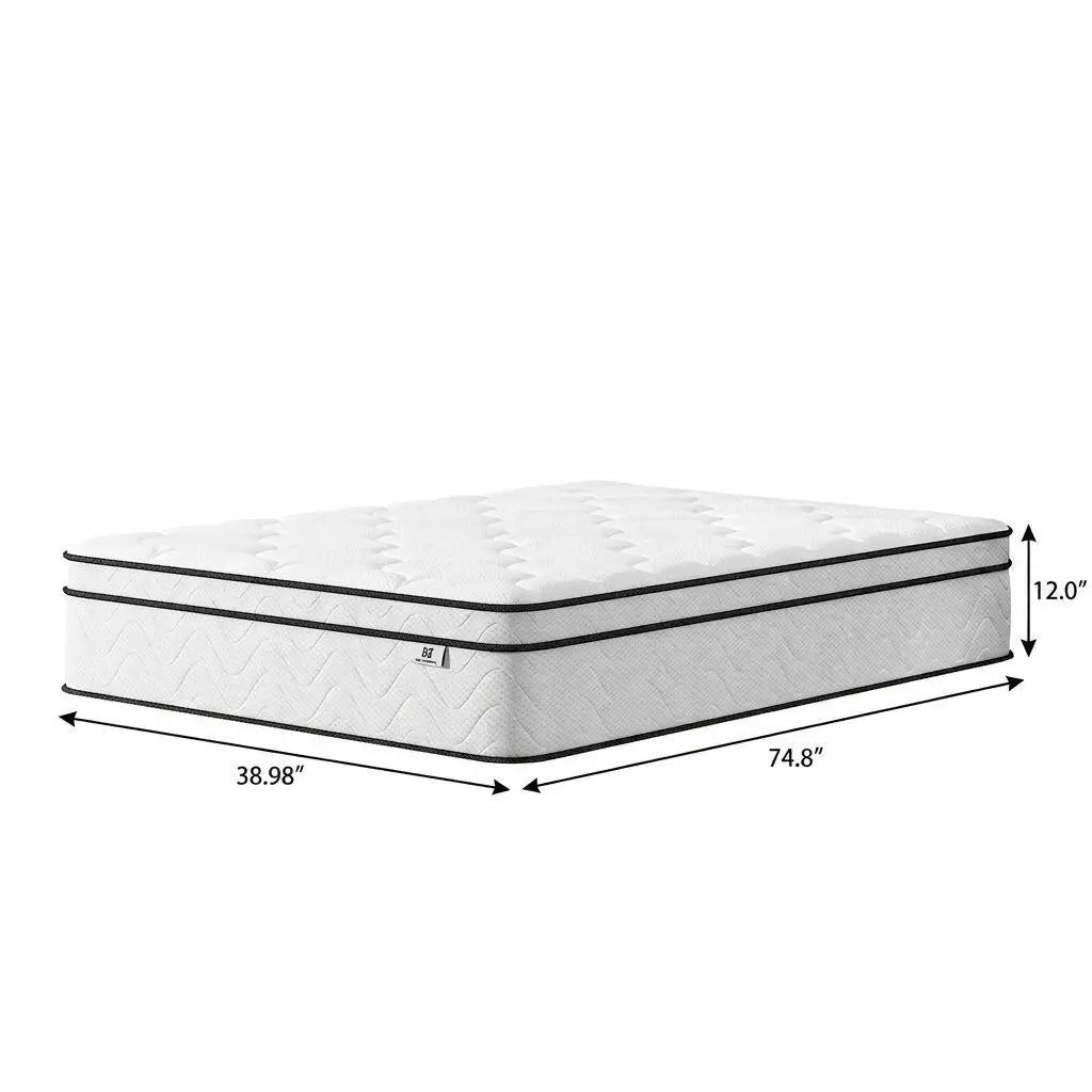 12" Twin Gel Memory Foam Medium Chevron Hybrid Mattress Homeroots Bed & Bath