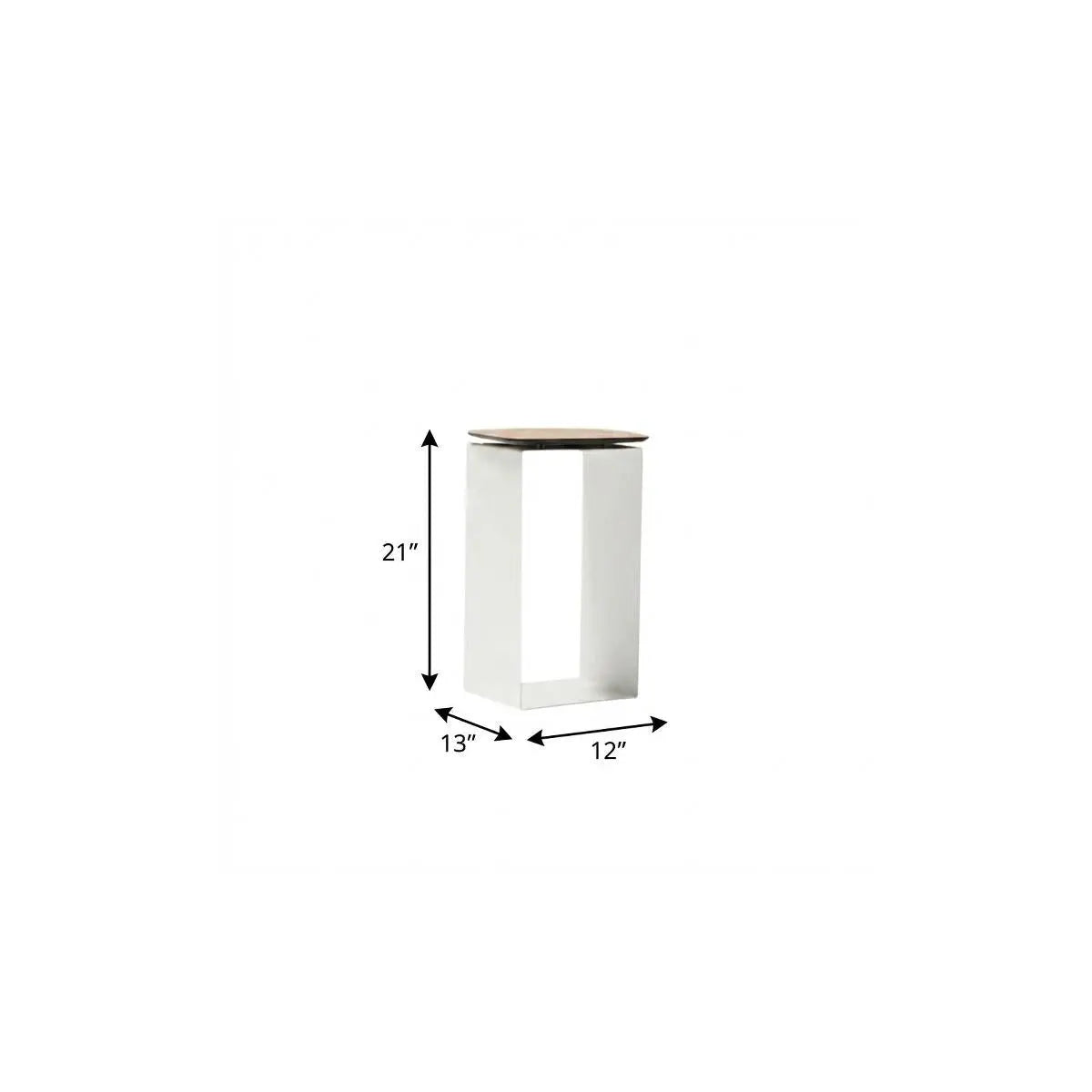 12" White And Brown Aluminum And Heavy Duty Resin Outdoor Side Table Homeroots Outdoor
