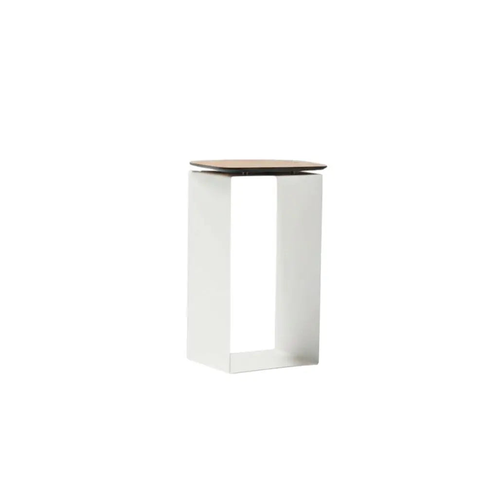 12" White And Brown Aluminum And Heavy Duty Resin Outdoor Side Table Homeroots Outdoor
