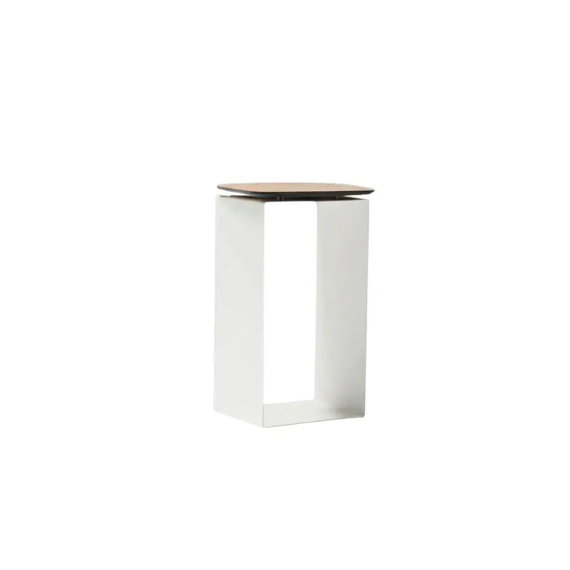 12" White And Brown Aluminum And Heavy Duty Resin Outdoor Side Table Homeroots Outdoor