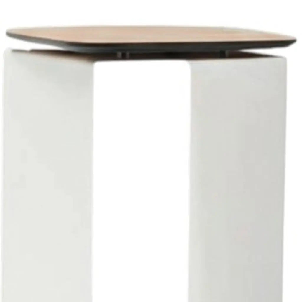 12" White And Brown Aluminum And Heavy Duty Resin Outdoor Side Table Homeroots Outdoor
