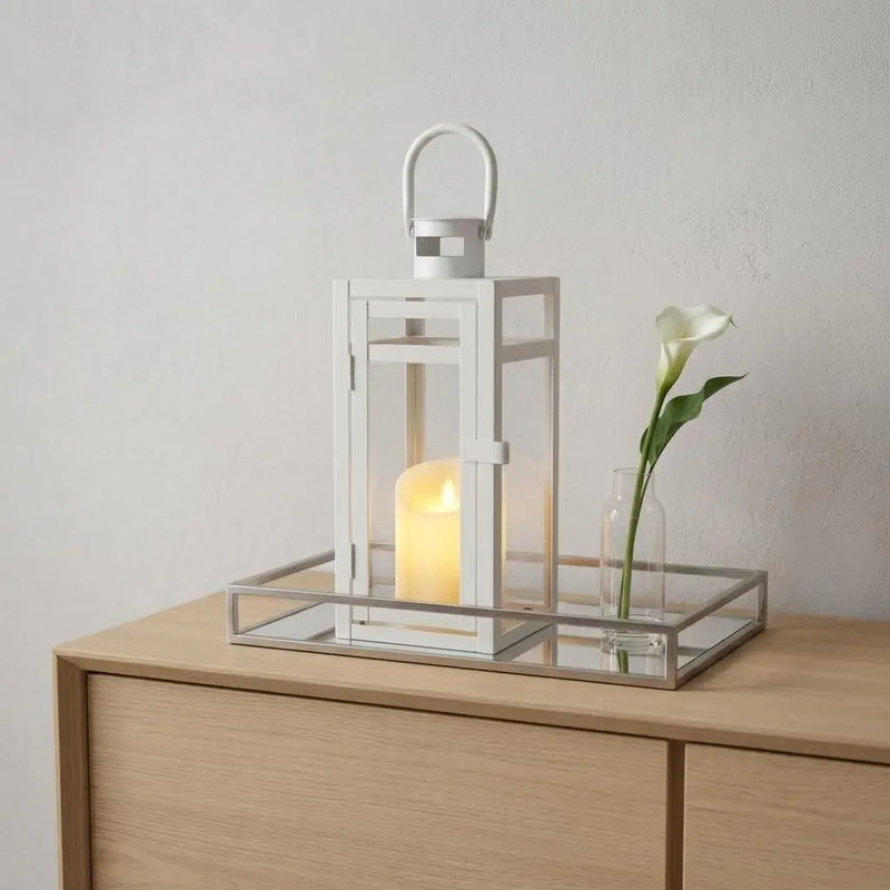 12" White Glass Floor Candelabra Candle Holder Homeroots Home Decor