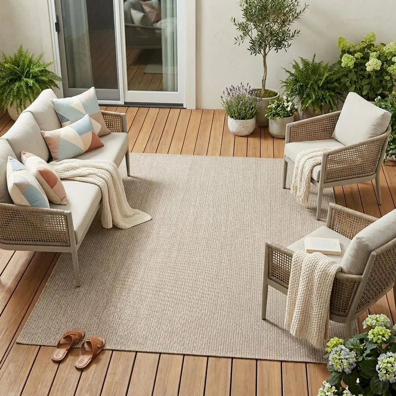 12' X 15' Beige Indoor Outdoor Area Rug Homeroots Outdoor