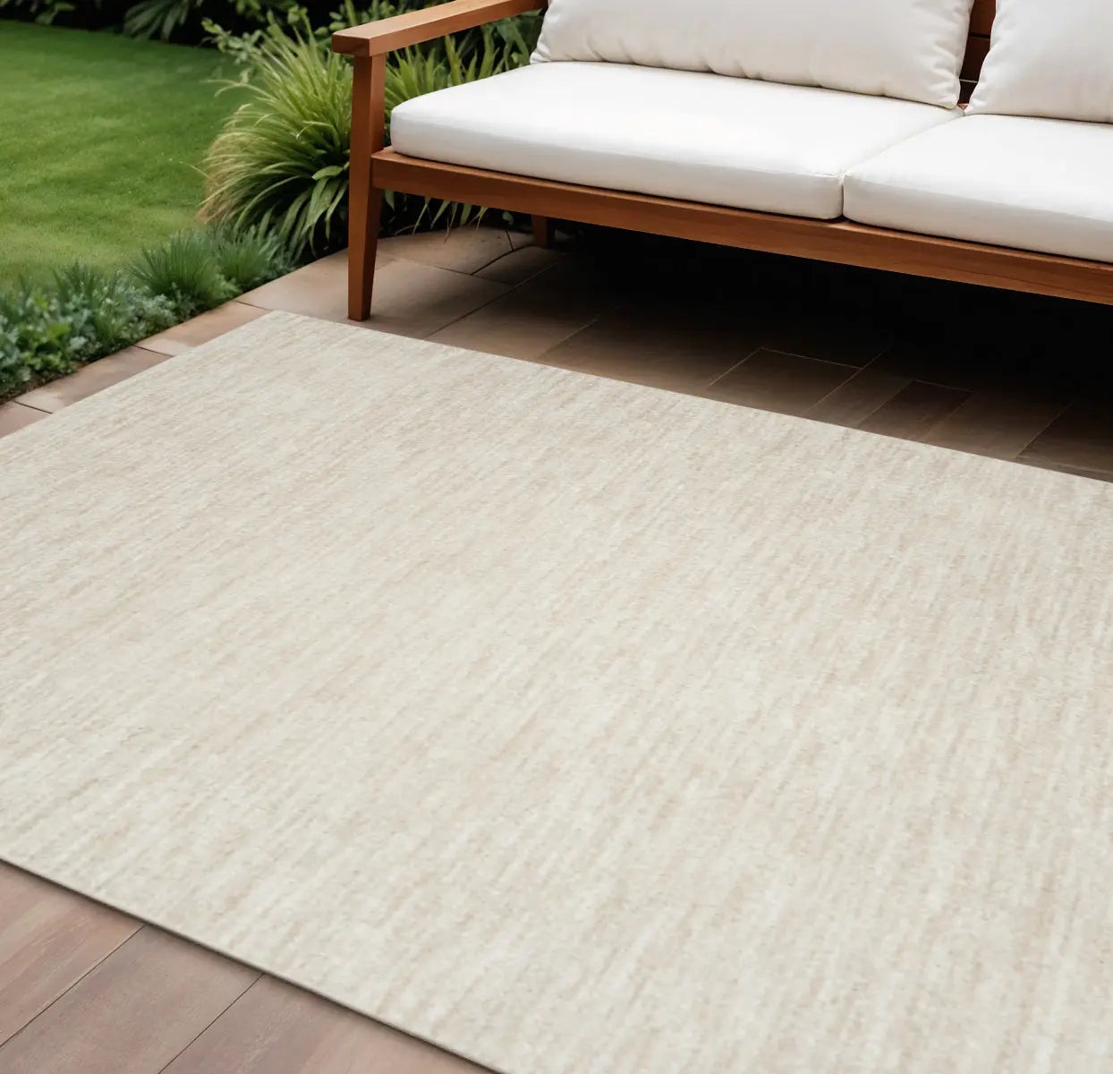 12' X 15' Beige and Ivory Indoor Outdoor Area Rug Homeroots Outdoor