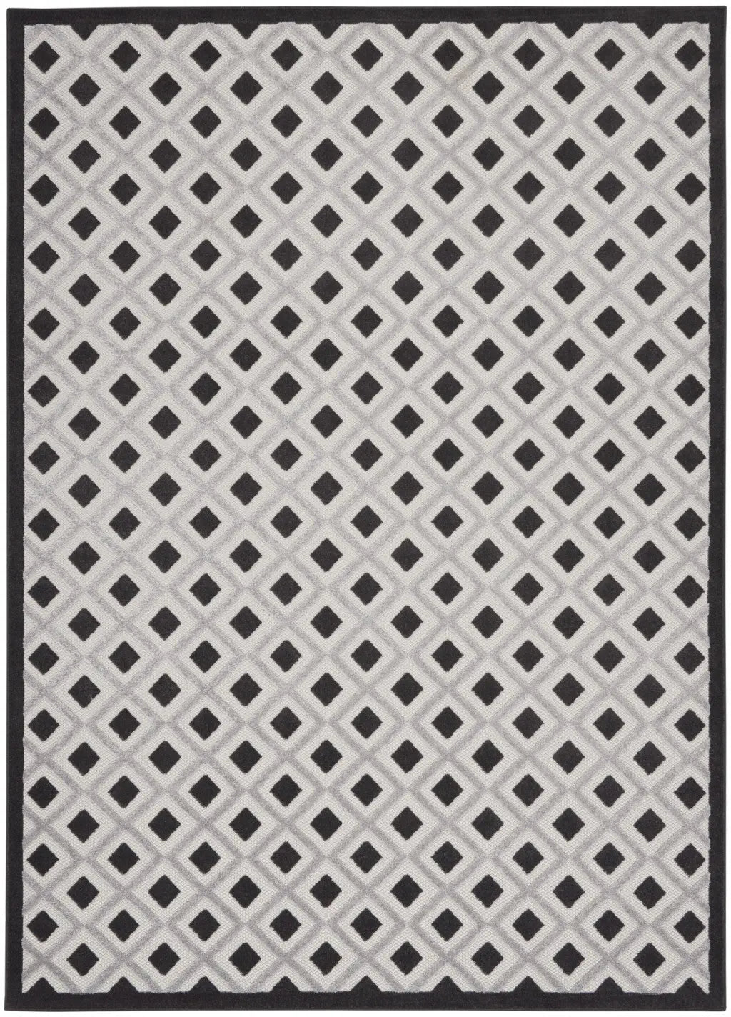 12' X 15' Black And White Gingham Non Skid Indoor Outdoor Area Rug - GreatEagleInc