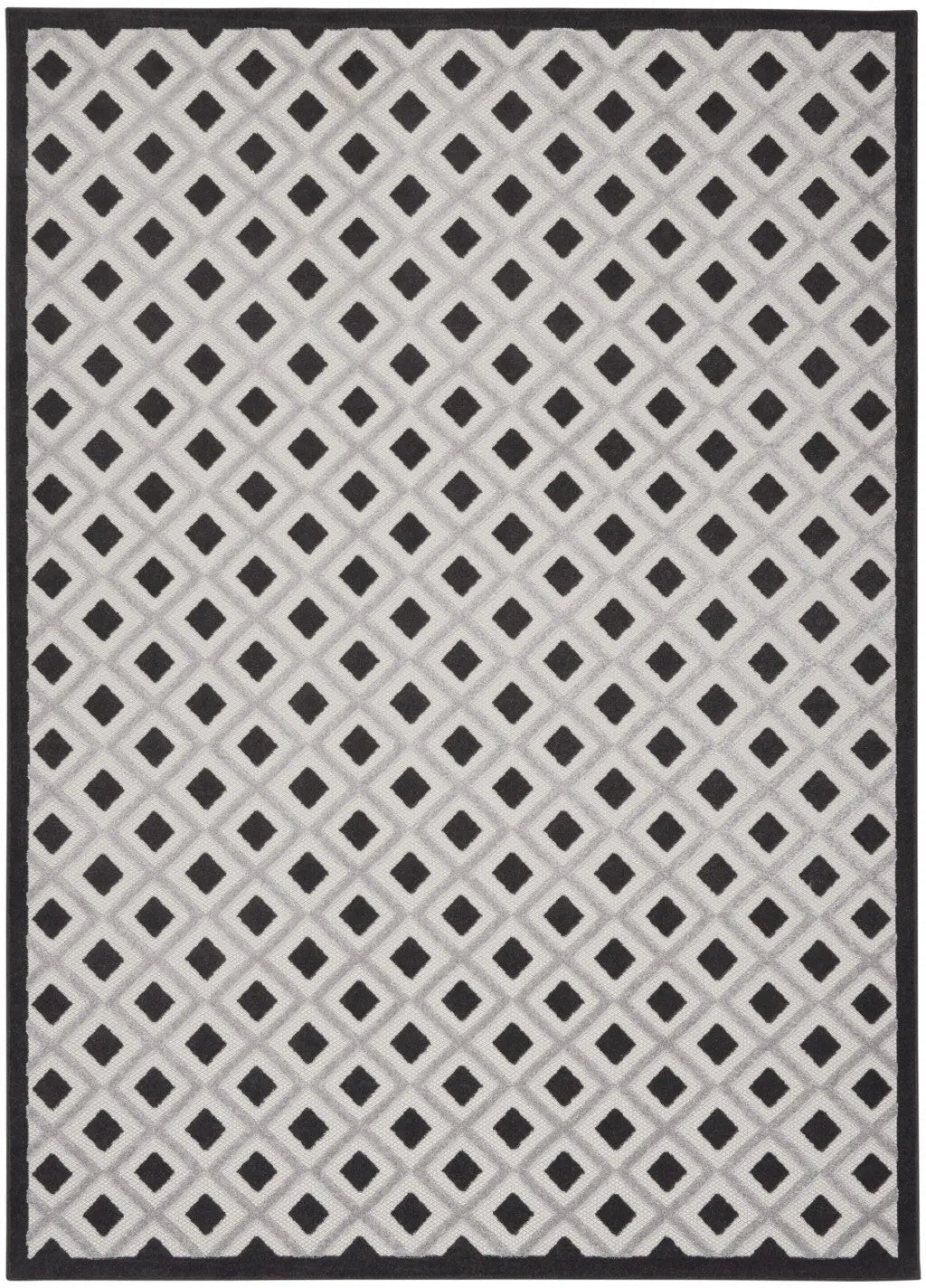 12' X 15' Black And White Gingham Non Skid Indoor Outdoor Area Rug - GreatEagleInc