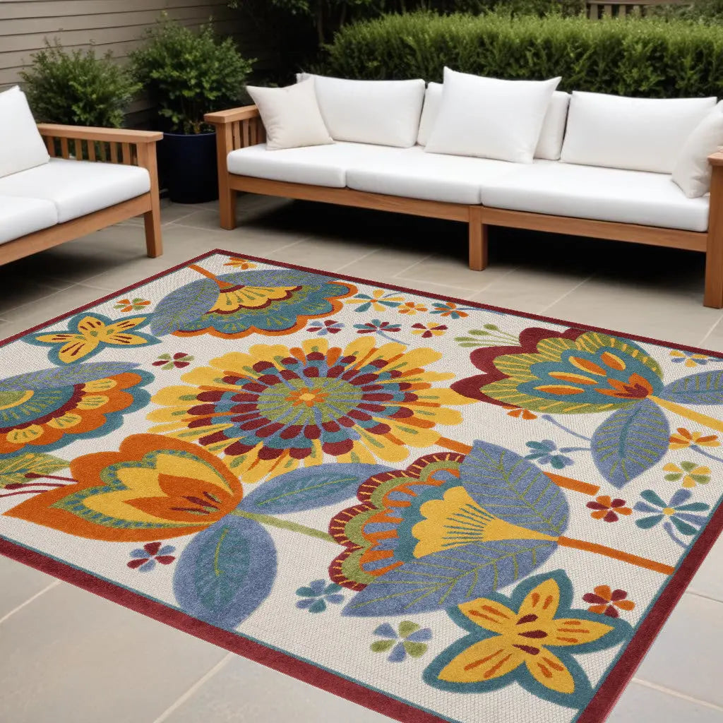 12' X 15' Blue And Yellow Indoor Outdoor Area Rug - GreatEagleInc