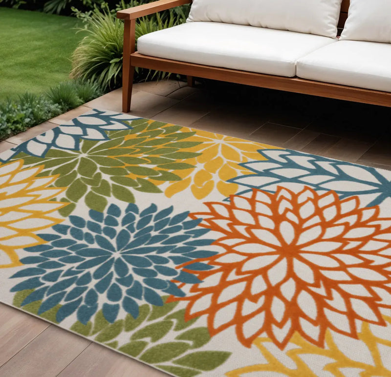 12' X 15' Blue And Yellow Indoor Outdoor Area Rug Homeroots Outdoor