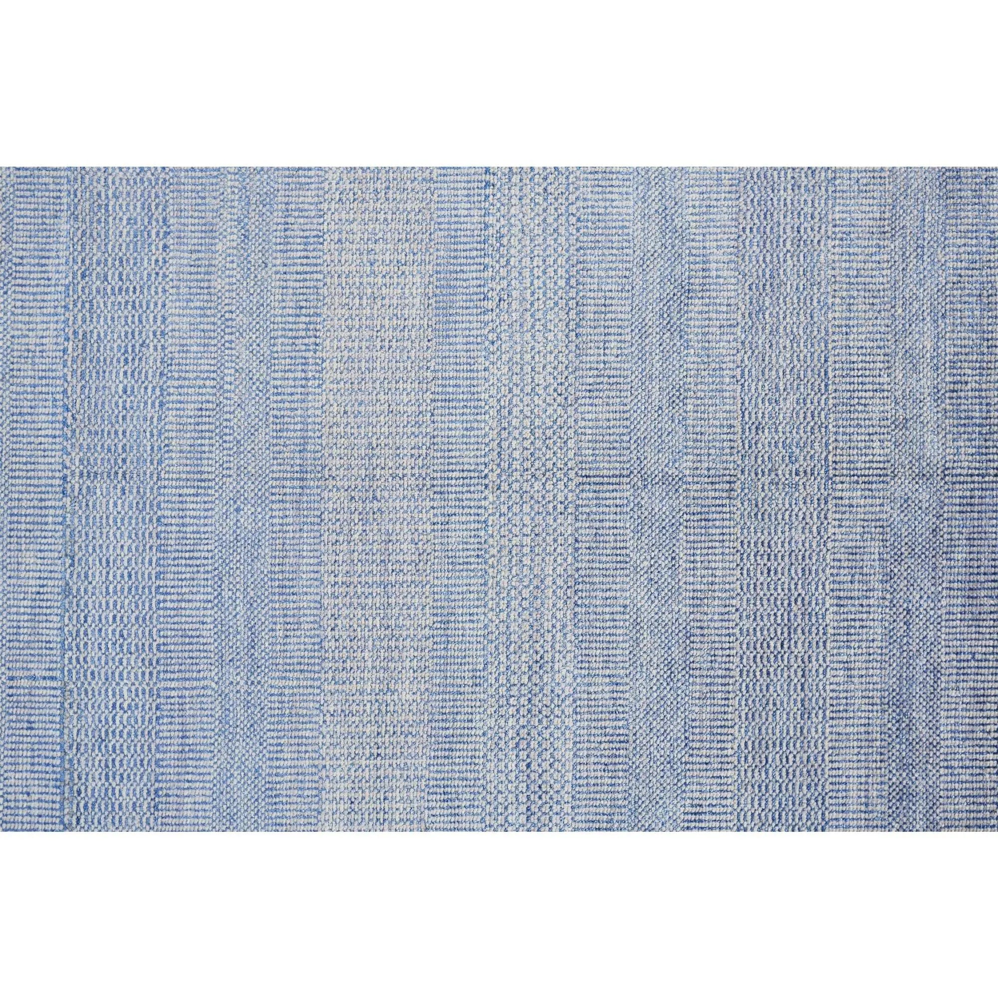12' X 15' Blue and Ivory Wool Striped Shag Hand Knotted Area Rug Homeroots Home Decor
