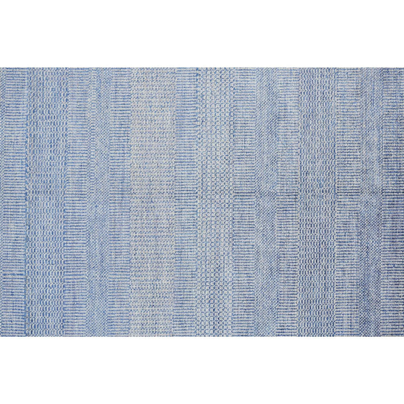 12' X 15' Blue and Ivory Wool Striped Shag Hand Knotted Area Rug Homeroots Home Decor
