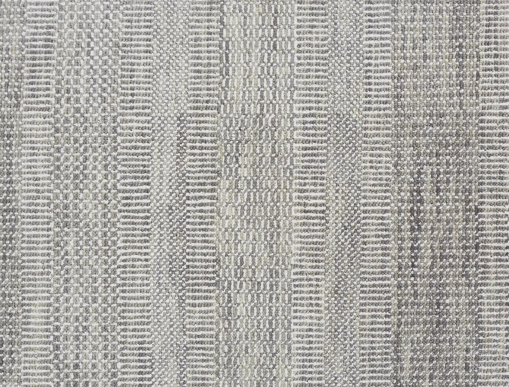 12' X 15' Blue and Silver Wool Striped Shag Hand Knotted Area Rug Homeroots Home Decor