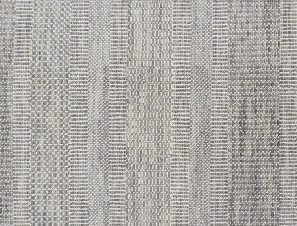 12' X 15' Blue and Silver Wool Striped Shag Hand Knotted Area Rug Homeroots Home Decor
