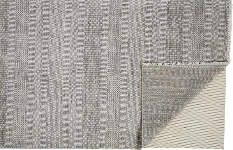 12' X 15' Blue and Silver Wool Striped Shag Hand Knotted Area Rug Homeroots Home Decor