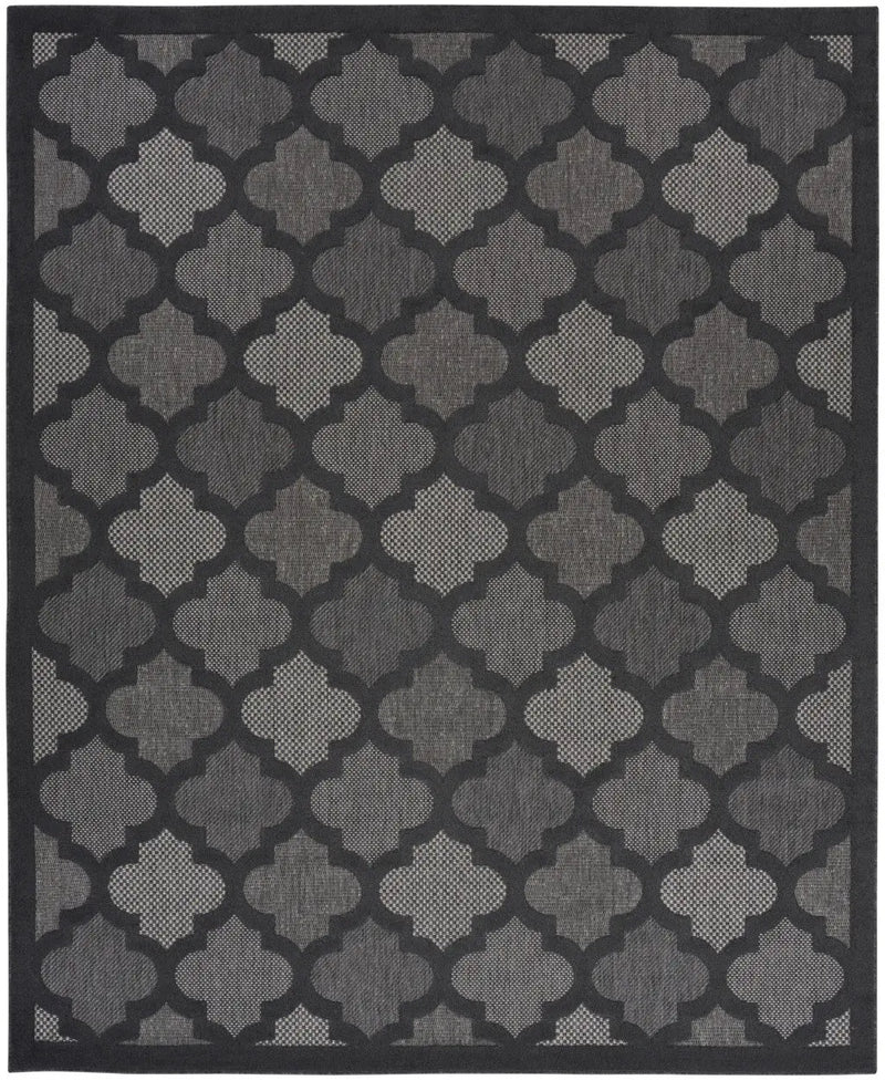 12' X 15' Charcoal And Black Trellis Indoor Outdoor Area Rug Homeroots Outdoor