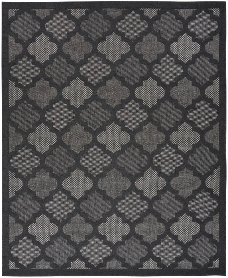 12' X 15' Charcoal And Black Trellis Indoor Outdoor Area Rug Homeroots Outdoor