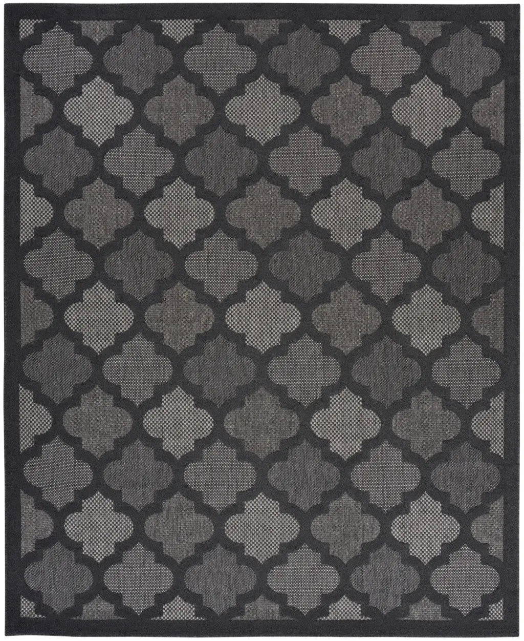 12' X 15' Charcoal And Black Trellis Indoor Outdoor Area Rug Homeroots Outdoor