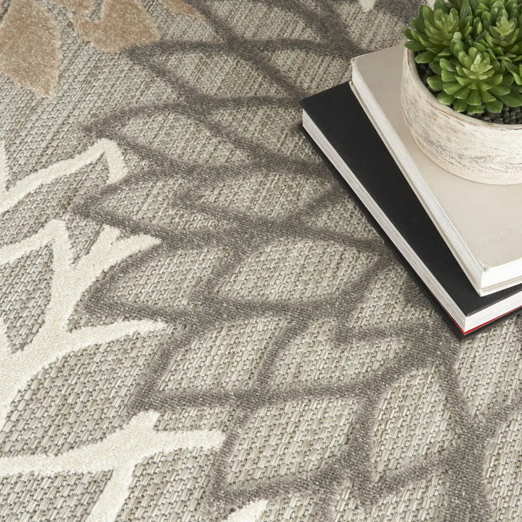 12' X 15' Gray And Ivory Indoor Outdoor Area Rug Homeroots Outdoor