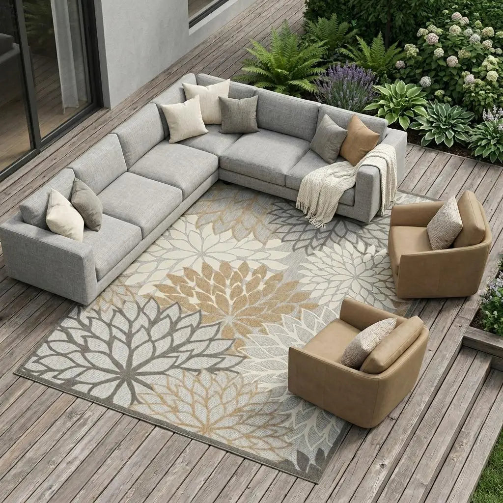 12' X 15' Gray And Ivory Indoor Outdoor Area Rug Homeroots Outdoor