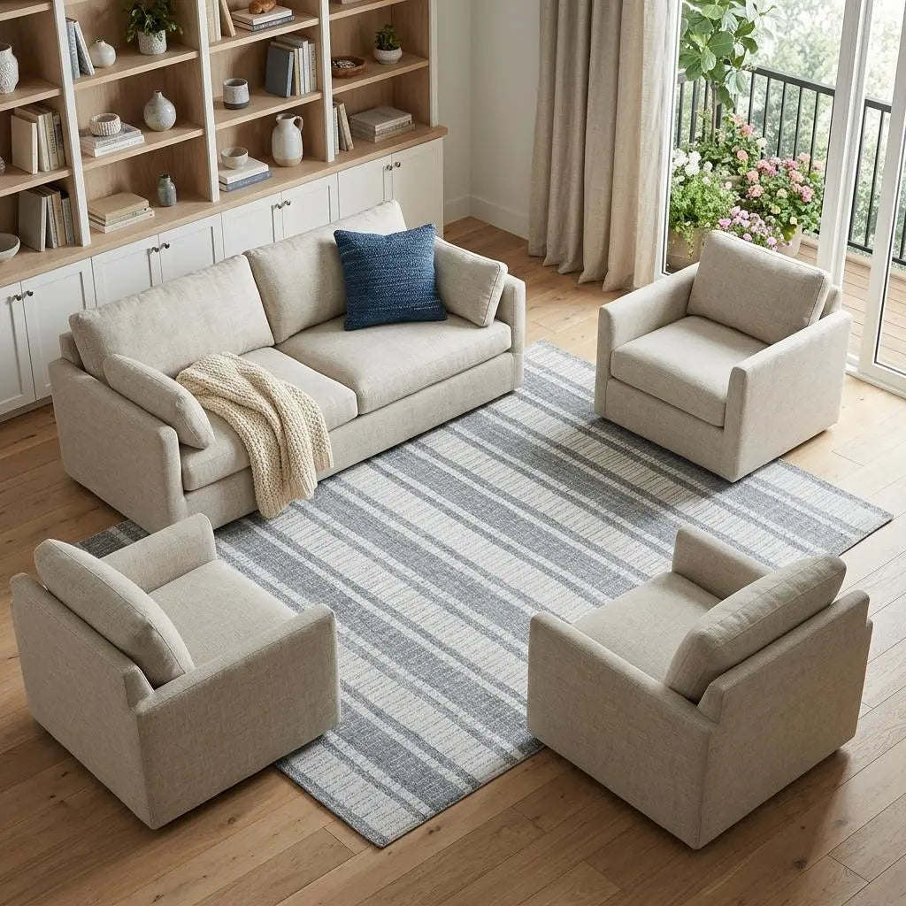 12' X 15' Gray And White Wool Striped Hand Tufted Area Rug Homeroots Home Decor