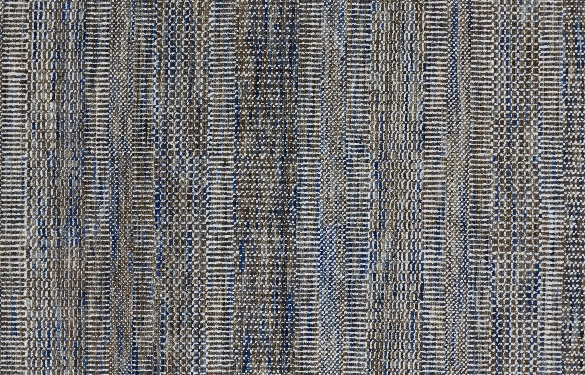 12' X 15' Gray Ivory And Brown Wool Striped Shag Hand Knotted Area Rug Homeroots Home Decor