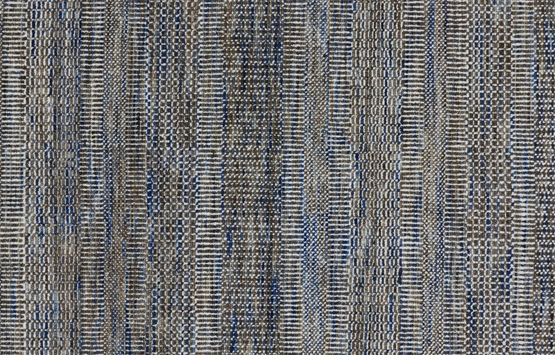 12' X 15' Gray Ivory And Brown Wool Striped Shag Hand Knotted Area Rug Homeroots Home Decor