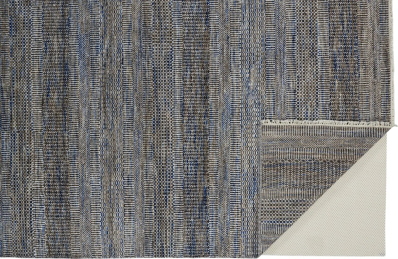 12' X 15' Gray Ivory And Brown Wool Striped Shag Hand Knotted Area Rug Homeroots Home Decor
