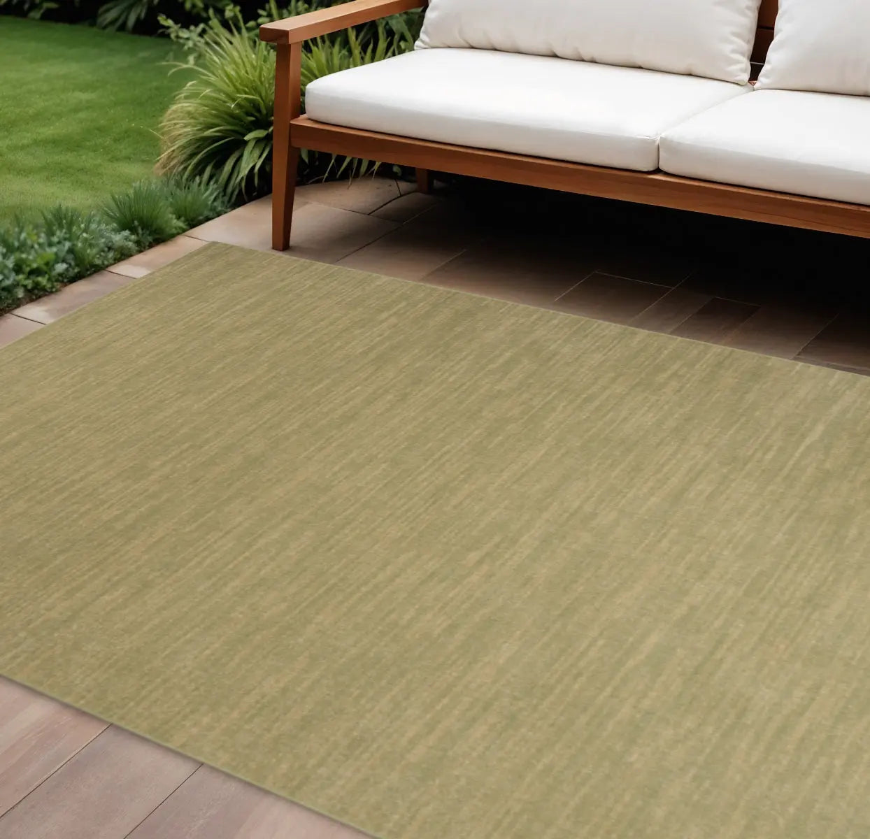 12' X 15' Green And Gold Abstract Indoor Outdoor Area Rug Homeroots Outdoor