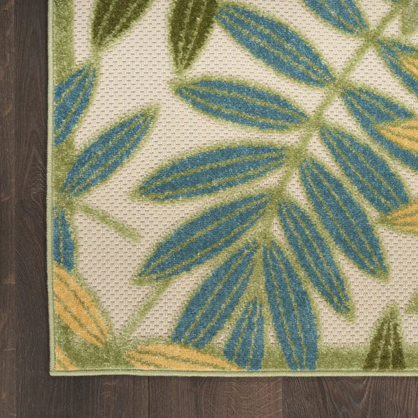 12' X 15' Green Blue Yellow And Dark Green Palm Leaf Indoor Outdoor Area Rug Homeroots Outdoor