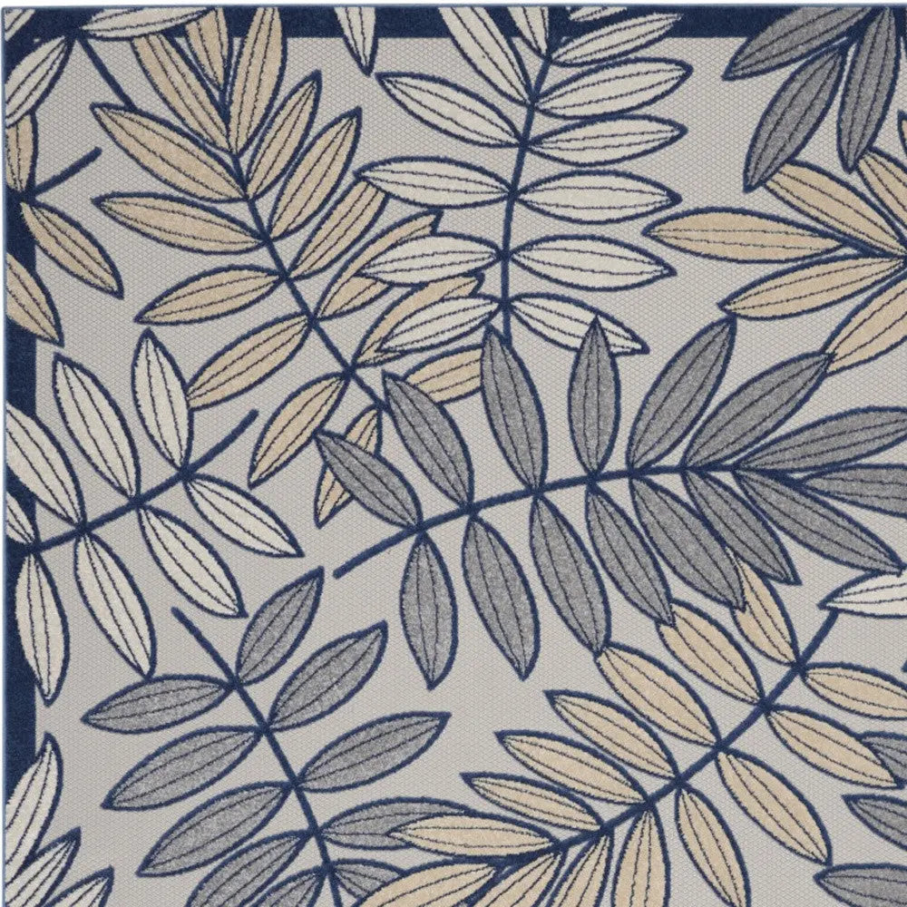 12' X 15' Ivory And Blue Indoor Outdoor Area Rug - GreatEagleInc