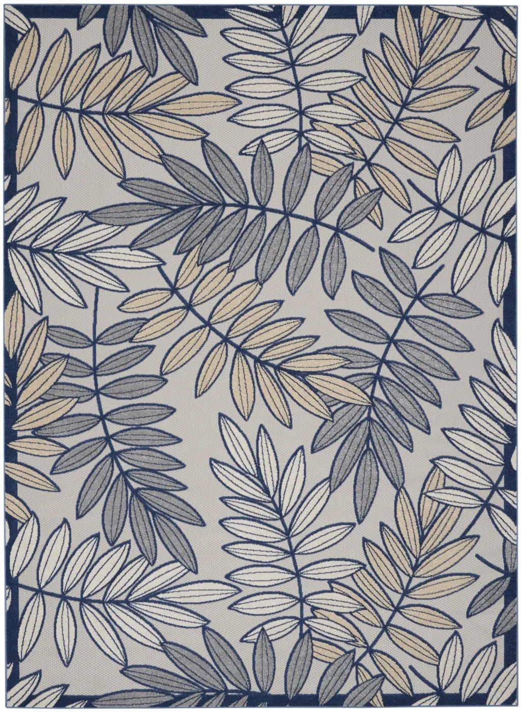12' X 15' Ivory And Blue Indoor Outdoor Area Rug - GreatEagleInc