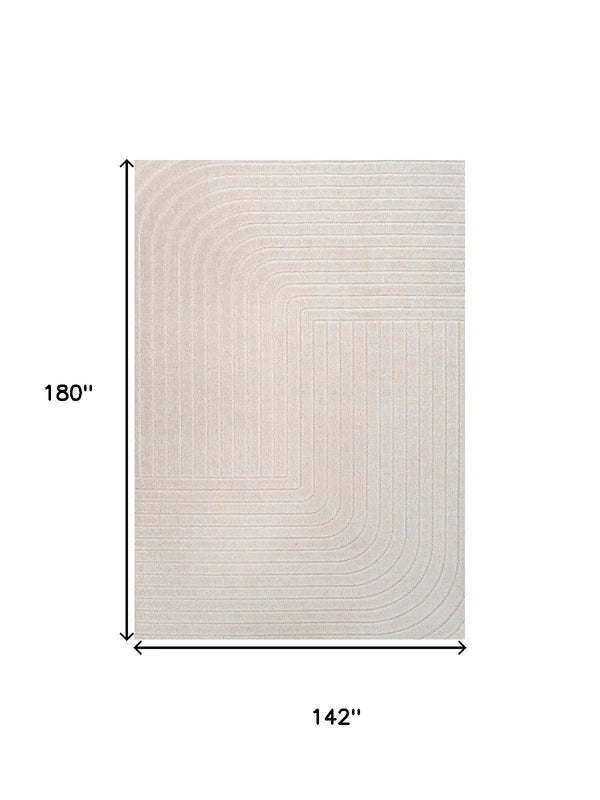 12' X 15' Ivory And Cream Striped Indoor Outdoor Area Rug Homeroots Outdoor