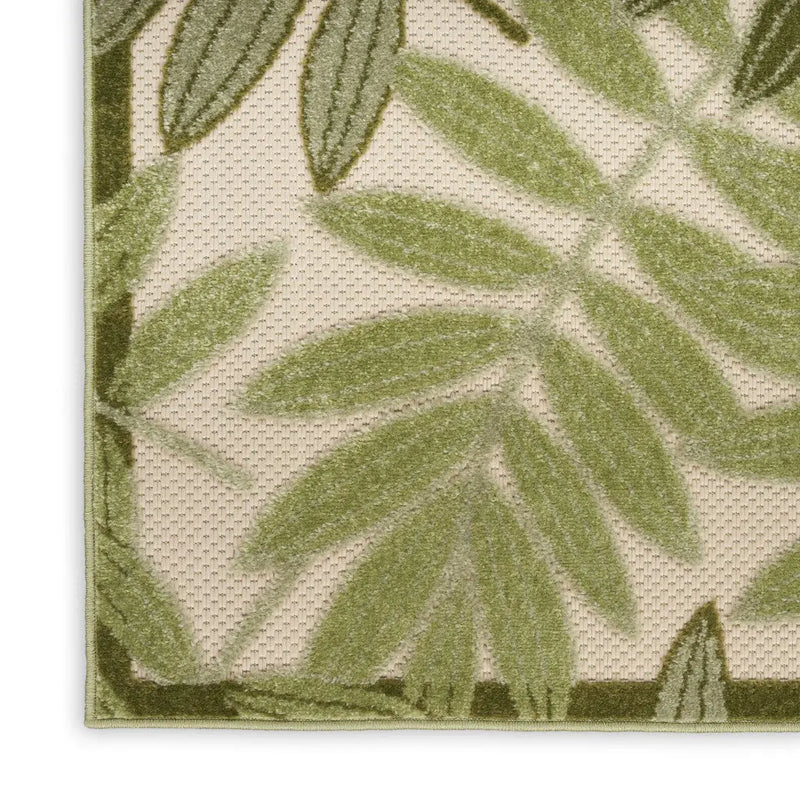 12' X 15' Ivory And Green Floral Indoor Outdoor Area Rug Homeroots Outdoor