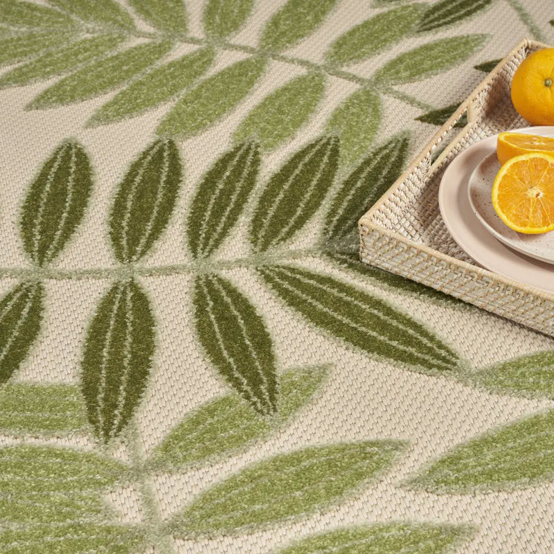 12' X 15' Ivory And Green Floral Indoor Outdoor Area Rug Homeroots Outdoor