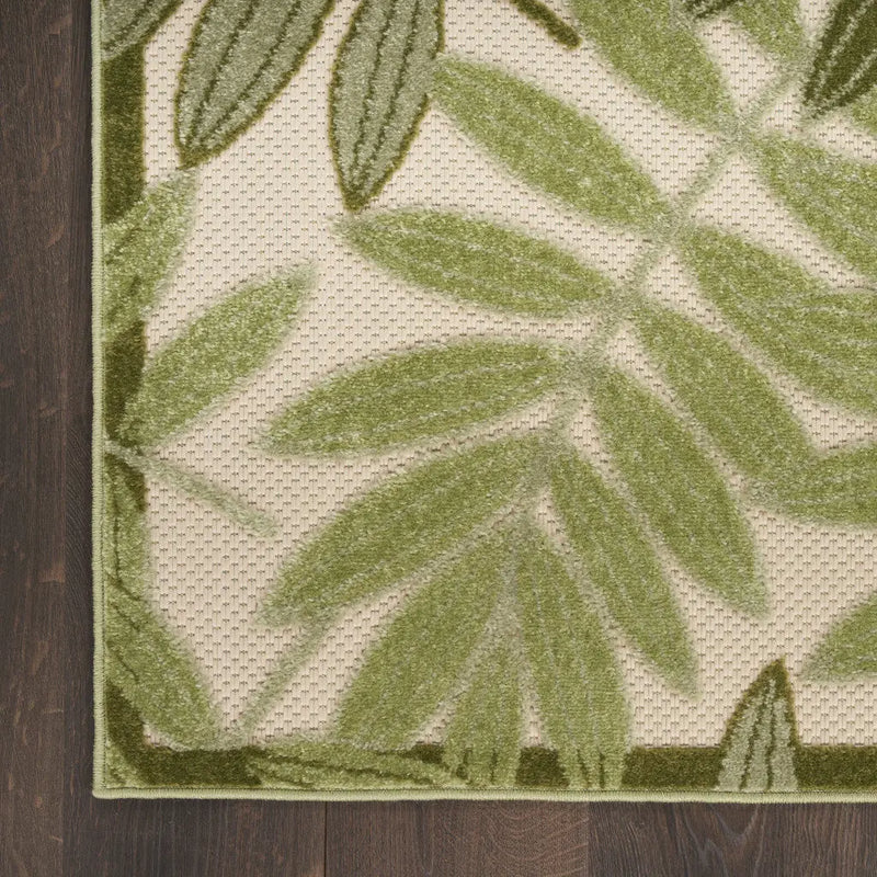 12' X 15' Ivory And Green Floral Indoor Outdoor Area Rug Homeroots Outdoor