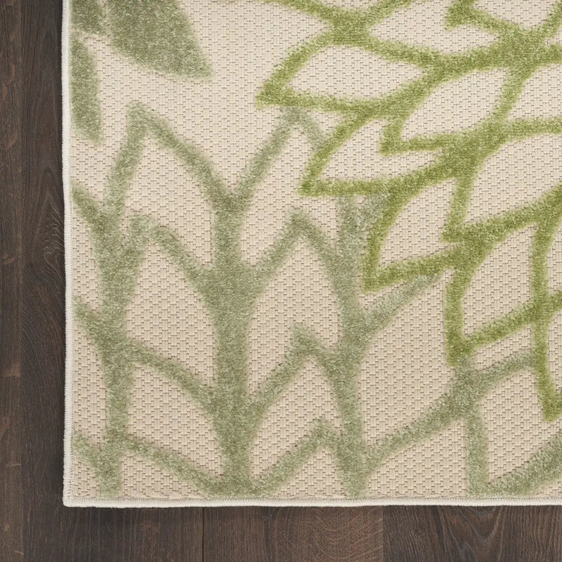 12' X 15' Ivory And Green Floral Indoor Outdoor Area Rug Homeroots Outdoor