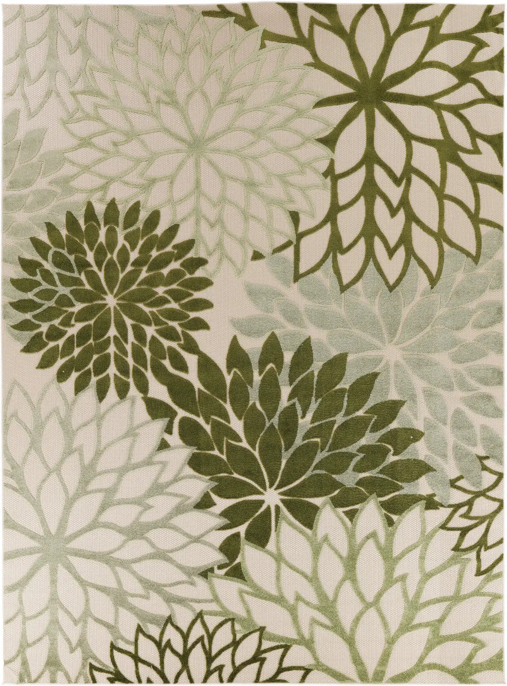 12' X 15' Ivory And Green Floral Indoor Outdoor Area Rug Homeroots Outdoor