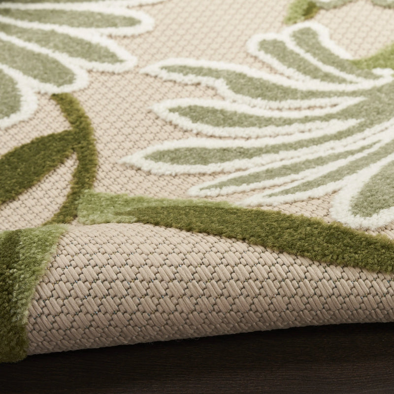 12' X 15' Ivory And Green Floral Indoor Outdoor Area Rug Homeroots Outdoor