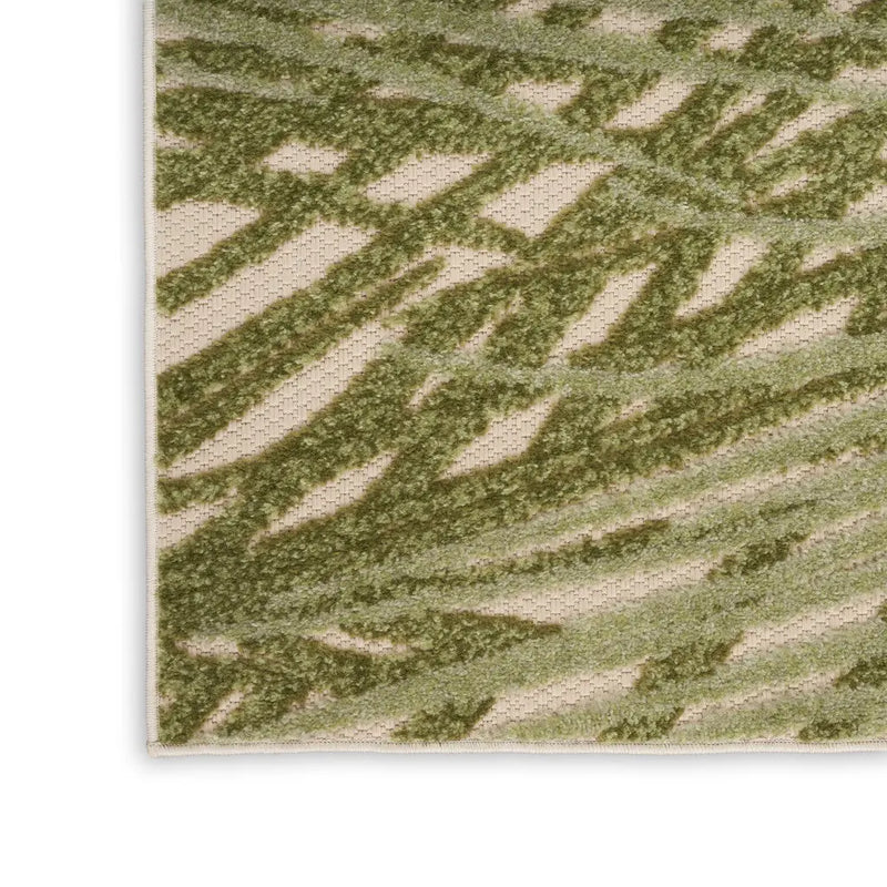 12' X 15' Ivory And Green Palm Leaf Indoor Outdoor Area Rug Homeroots Outdoor