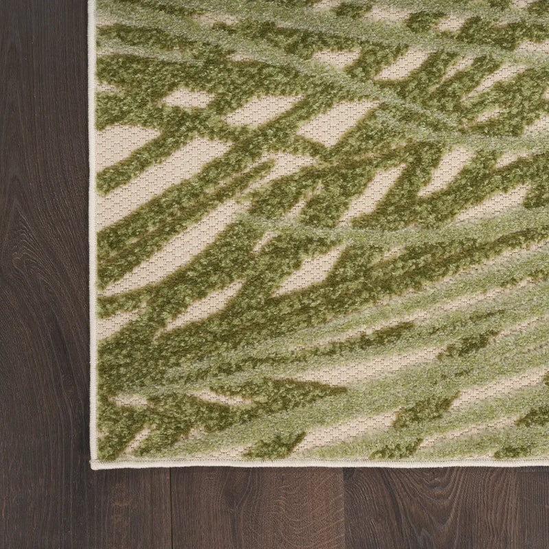 12' X 15' Ivory And Green Palm Leaf Indoor Outdoor Area Rug Homeroots Outdoor