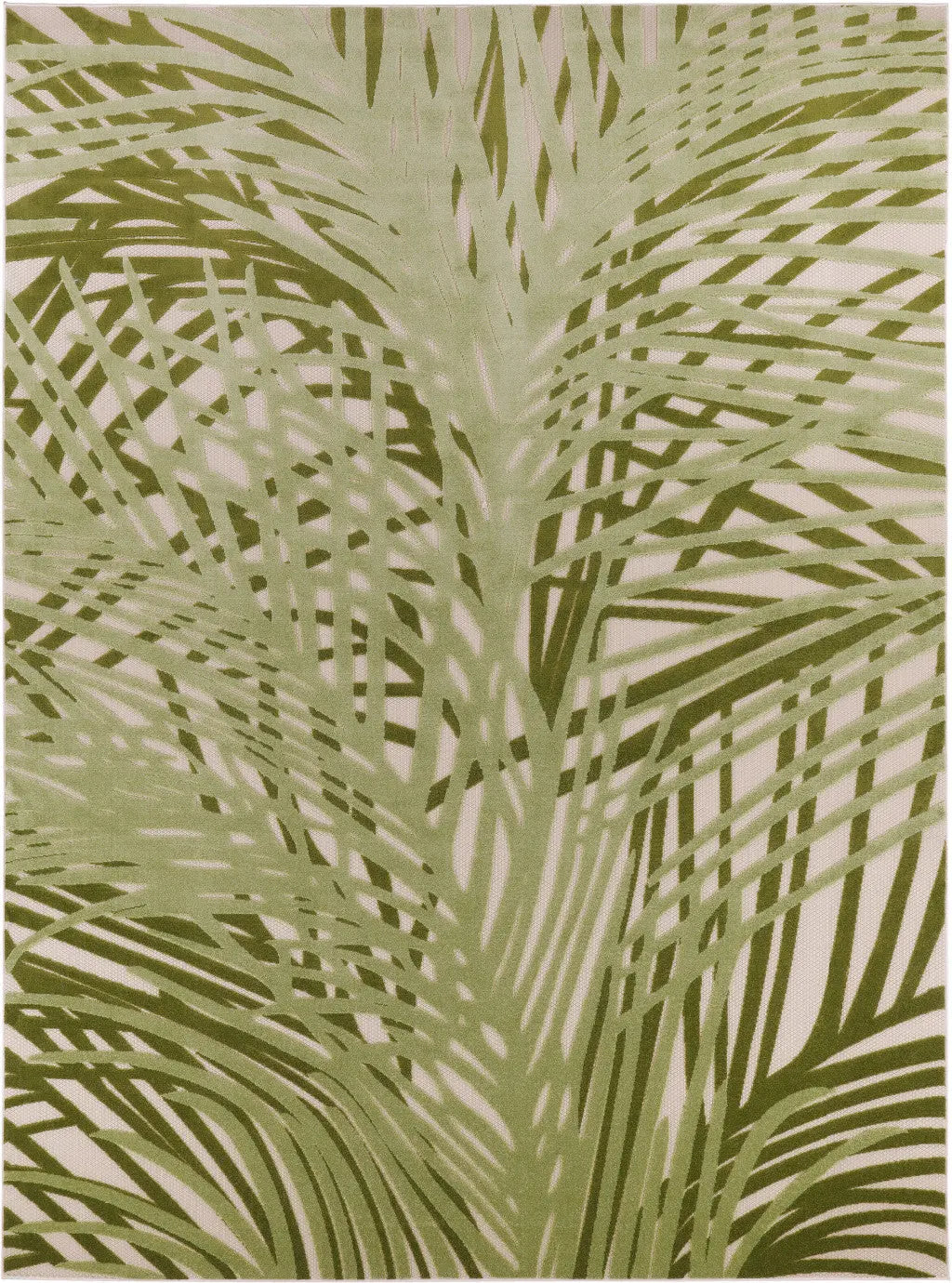 12' X 15' Ivory And Green Palm Leaf Indoor Outdoor Area Rug Homeroots Outdoor