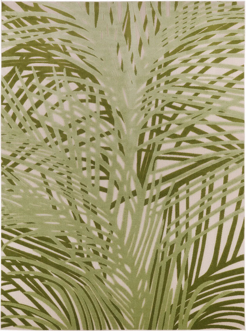 12' X 15' Ivory And Green Palm Leaf Indoor Outdoor Area Rug Homeroots Outdoor