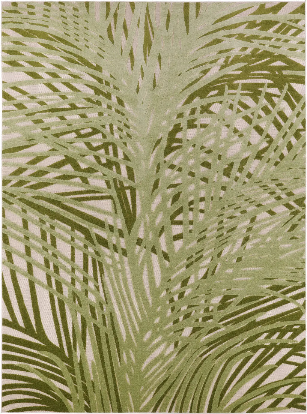 12' X 15' Ivory And Green Palm Leaf Indoor Outdoor Area Rug Homeroots Outdoor